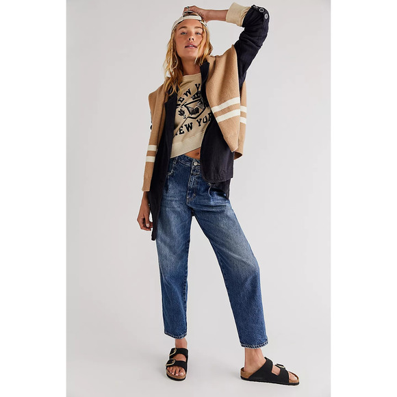 New Free People Closed Pearl Jeans $298 SIZE 26 High-Rise Tapered Retro Inspired - Picture 1 of 5